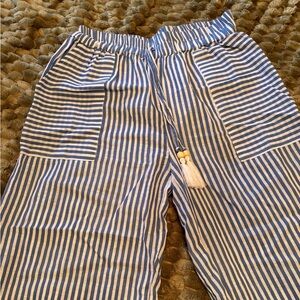 Blue and White Striped Pants